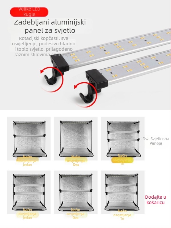 Mali studijski LED svjetlosni kutija za fotografiju tvrtke Bosheng; Reflektivni materijal; Pogodno za osobnu fotografiju; Težina 6.5