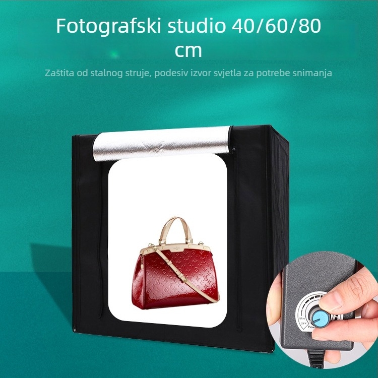Mali studijski LED svjetlosni kutija za fotografiju tvrtke Bosheng; Reflektivni materijal; Pogodno za osobnu fotografiju; Težina 6.5