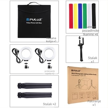 PULUZ PU5130 LED Softbox Prenosivo Sklopivo Fotografijsko Studijo s 6 Pozadinama