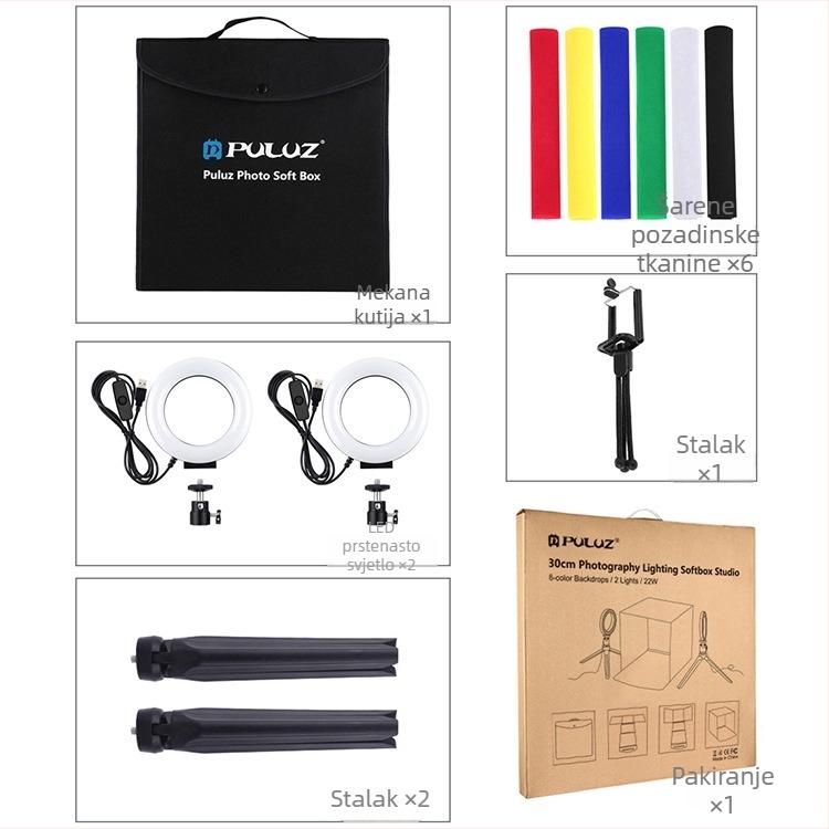 PULUZ PU5130 LED Softbox Prenosivo Sklopivo Fotografijsko Studijo s 6 Pozadinama