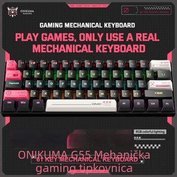 ONIKUMA G55 mehanička tipkovnica, 61 tipka, RGB pozadinsko osvjetljenje, žičana veza