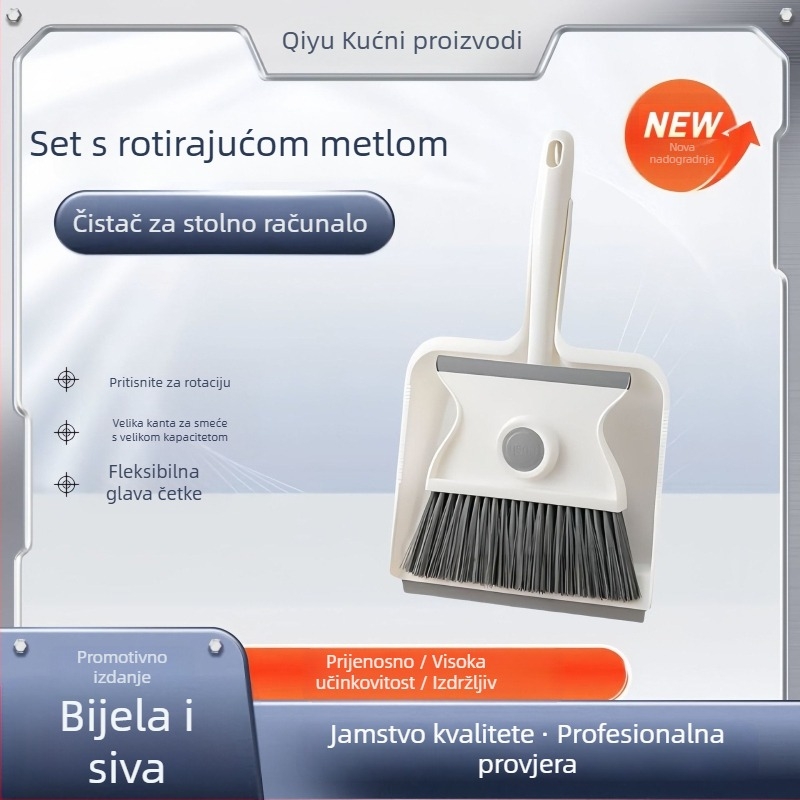 Set za čišćenje mačje litiere, dvije komponente: metla i lopata za prašinu, plastični