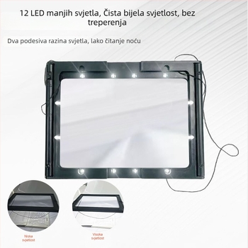 Višenamjenska lupa za stol i za nošenje oko vrata, 12 LED-a, 3× povećanje, za čitanje starijih osoba