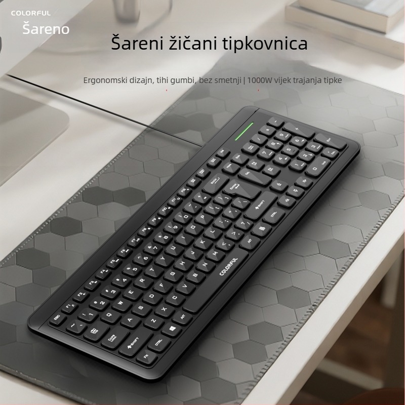 Žičana tipkovnica, više od 98 tipki, USB sučelje, prekidači s arhitekturom kratera, vodootporna