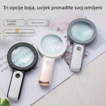 BIJIA ručna lupa sa svjetlom, 18 LED, HD povećanje, hladno/toplo svjetlo, za čitanje i popravke