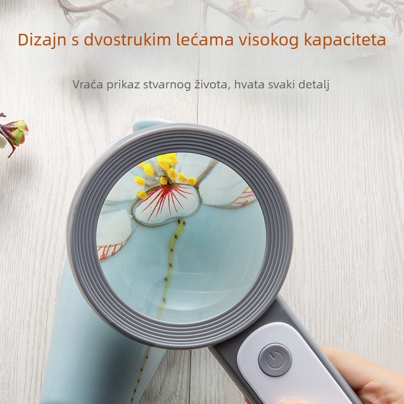 BIJIA ručna lupa sa svjetlom, 18 LED, HD povećanje, hladno/toplo svjetlo, za čitanje i popravke