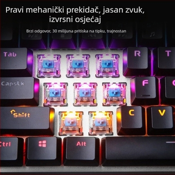 Mehanička tipkovnica, 104 tipke, USB žični, ABS kapice tipki, 17 načina osvjetljenja