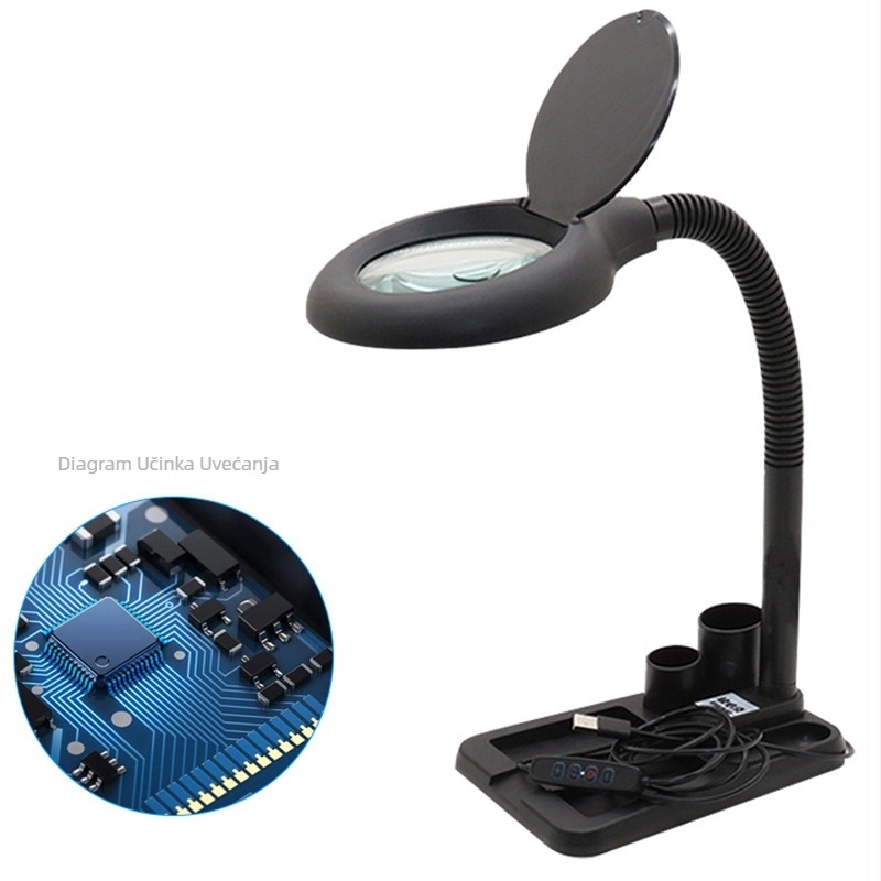 HD desktopna lupa sa svjetlom za popravke mobitela i zavarivanje PCB pločica, marka KUAIBIKE, model K-808C