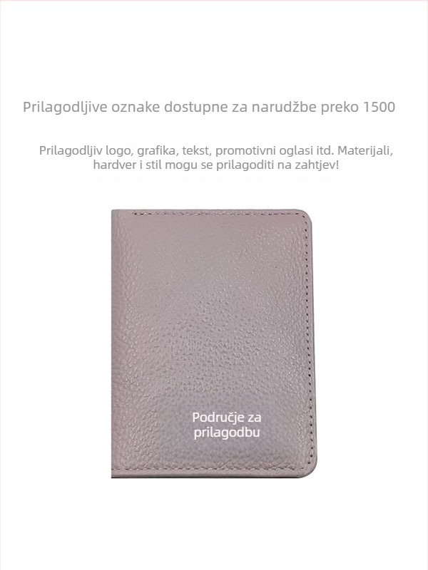 Ženski novčanik od kože vršnog sloja (top-grain), kratki stil, dvije preklopa, džep za kartice, vodootporan