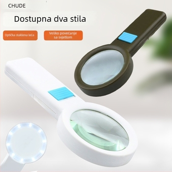 Chuda osvijetljena ručna povećalo s 10 LED, 10x optička HD leća, za čitanje starijima