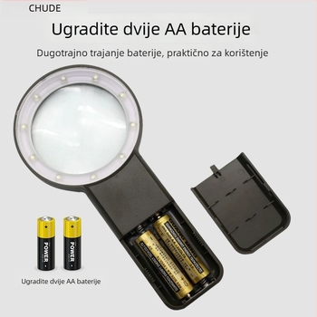 Chuda osvijetljena ručna povećalo s 10 LED, 10x optička HD leća, za čitanje starijima