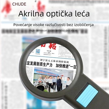 Chuda osvijetljena ručna povećalo s 10 LED, 10x optička HD leća, za čitanje starijima