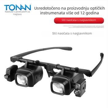 Nadglavna lupa s LED svjetlom za popravak satova i matičnih ploča mobitela, podesivo fokusiranje