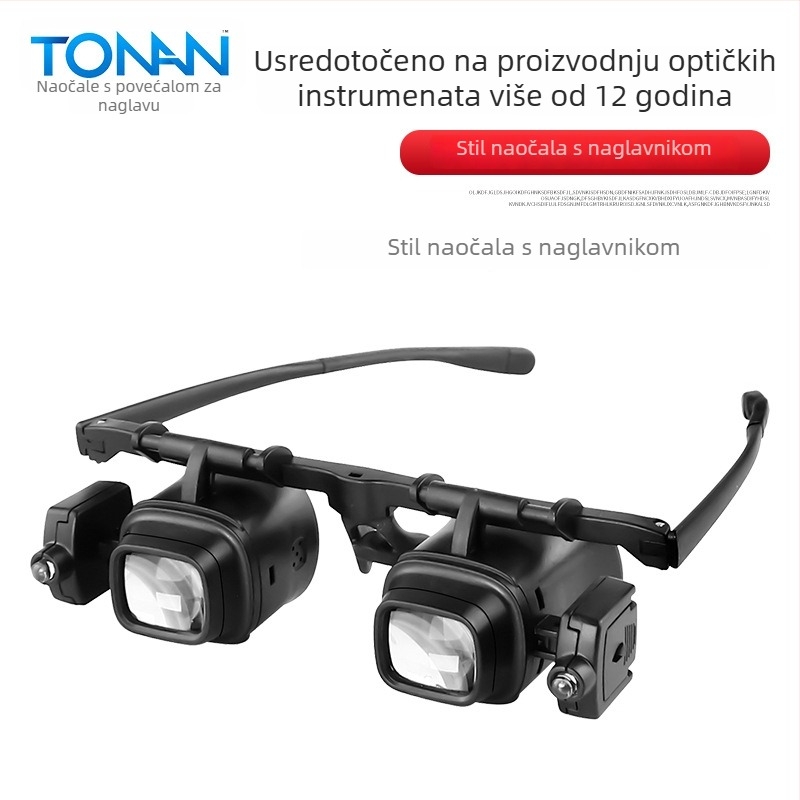 Nadglavna lupa s LED svjetlom za popravak satova i matičnih ploča mobitela, podesivo fokusiranje