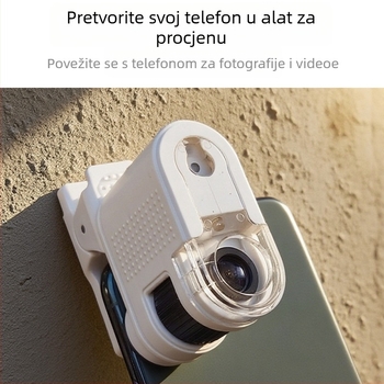 LED klip-on mini mikroskop 100x, dvostruko osvjetljenje, za ocjenu novčića, poštanskih maraka i nakita, BST-2233A