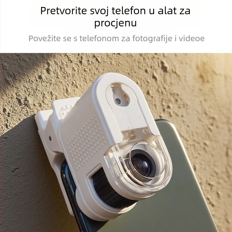 LED klip-on mini mikroskop 100x, dvostruko osvjetljenje, za ocjenu novčića, poštanskih maraka i nakita, BST-2233A