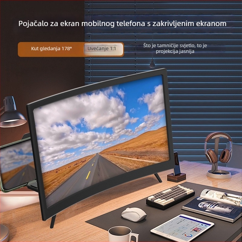 Stojak za povećanje zaslona mobitela, ABS+akrilno leća, marka Famous power, podrška prilagodbi, stil Općenito