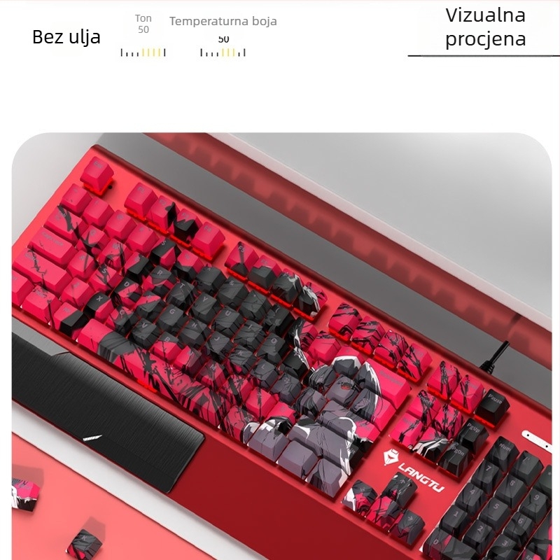 PBT kapice za mehaničku tipkovnicu s tematskim graviranjem sa strane, prozirne, prilagodljive, kreativne, anime stil