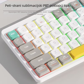 YK100 mehanička tipkovnica s ugrađenim zaslonom, tri načina povezivanja: bežično, žično, Bluetooth, crveni mehanički prekidači, PBT tipke s sublimacijom