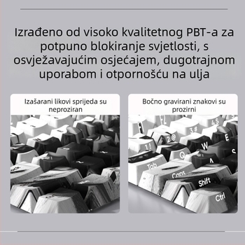 Mehanička tipkovnica s PBT kapicama, 127 tipki, RGB pozadinsko osvjetljenje, vodootporna, prilagodljiva