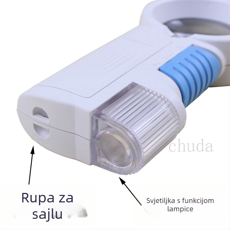 Ručna lupa s LED osvjetljenjem za čitanje, s funkcijom svjetla, pogodna za procjenu antiknog nakita, model 7010