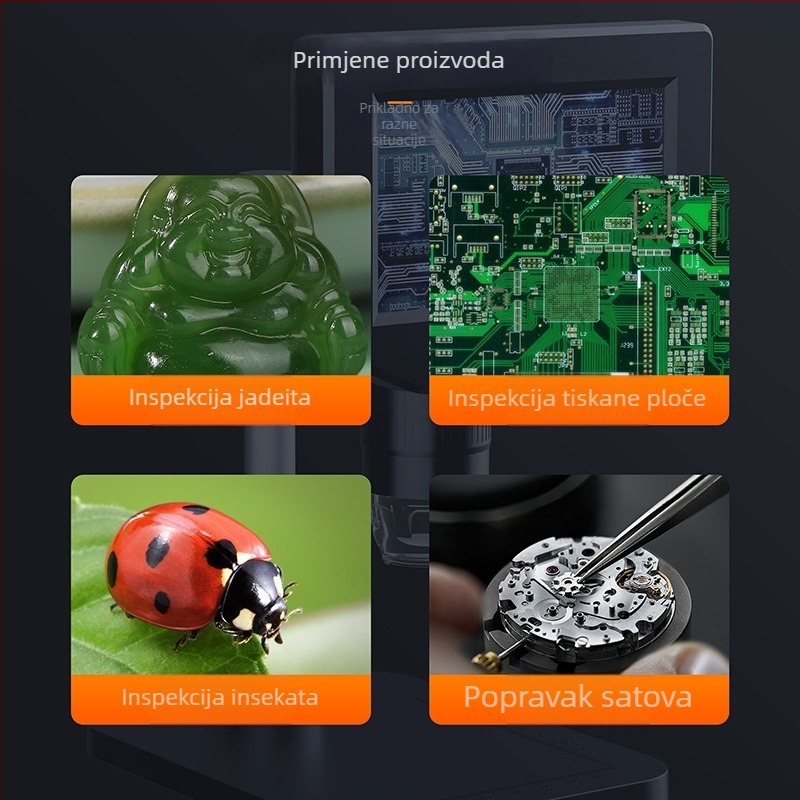 Industrijski digitalni mikroskop s podesivim zaslonom, 50X–1000X uvećanje, spojiv s mobitelom ili računalom, struktura 2P+1R, model P220, prilagođena obrada dostupna