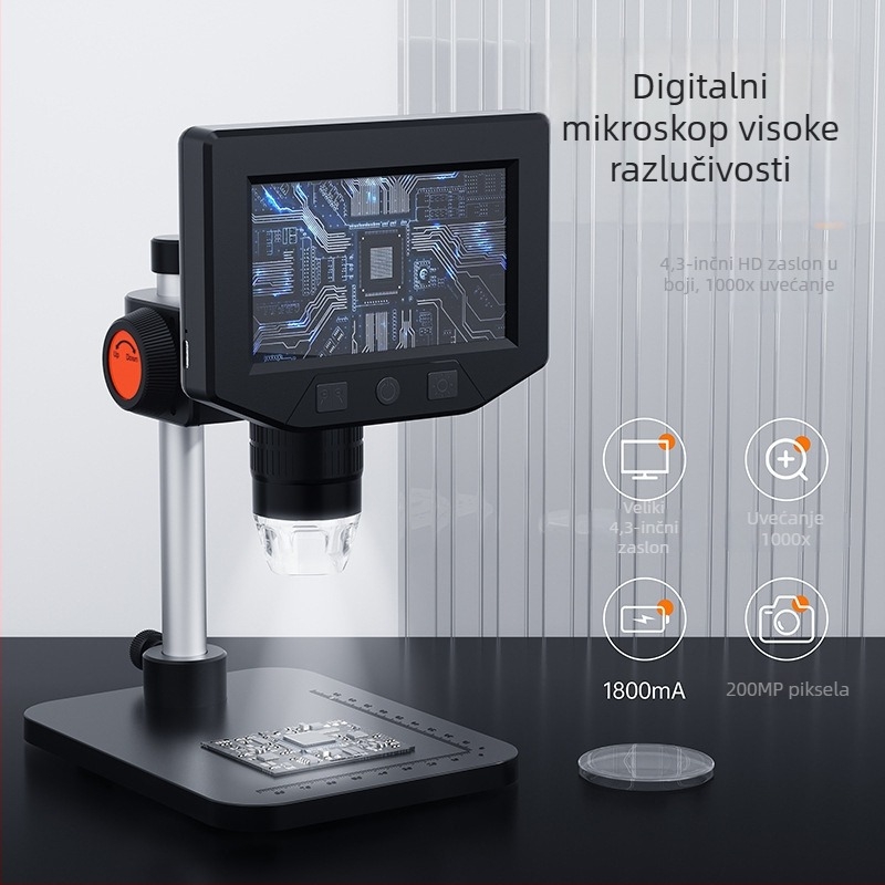 Industrijski digitalni mikroskop s podesivim zaslonom, 50X–1000X uvećanje, spojiv s mobitelom ili računalom, struktura 2P+1R, model P220, prilagođena obrada dostupna