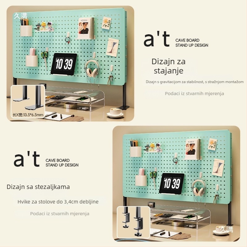 Stalak za pohranu s perforiranom pločom, bez bušenja, vertikalni dizajn za studentski stol