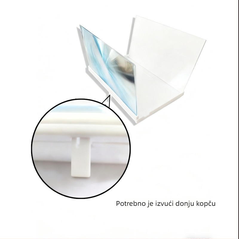 Uvećivač zaslona za telefon s projekcijskim stalkom, 3D HD uvećivač, ultra-tanki, uvećanje 1–2x, domet gledanja 1–3 m