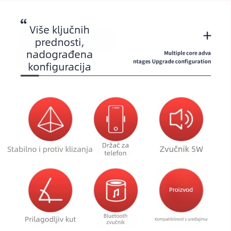 Stalak za snimanje iznad glave s Bluetooth zvučnikom i držačem za telefon – ABS plast