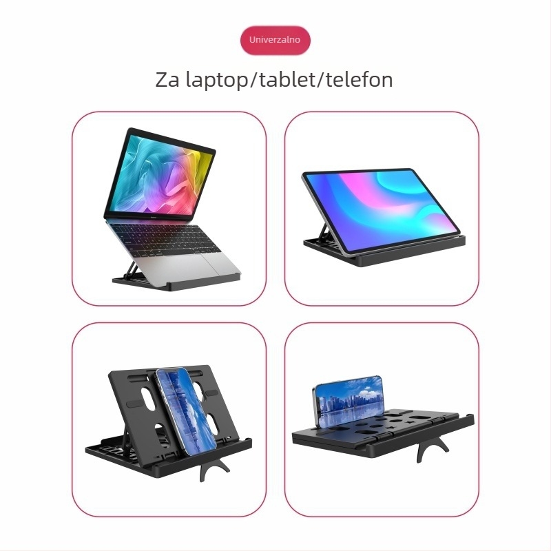 Neutral višenamjenski držač za laptop i tablet s pojačivačem zaslona, sklopivi dizajn, model F88-99, materijal PP, kompatibilan s računalima, tabletima i mobitelima.