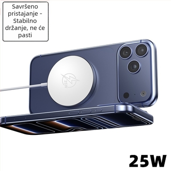 Magnetski bežični punjač, 25W, metal, Qi2.2 certificirani model, 2A izlaz