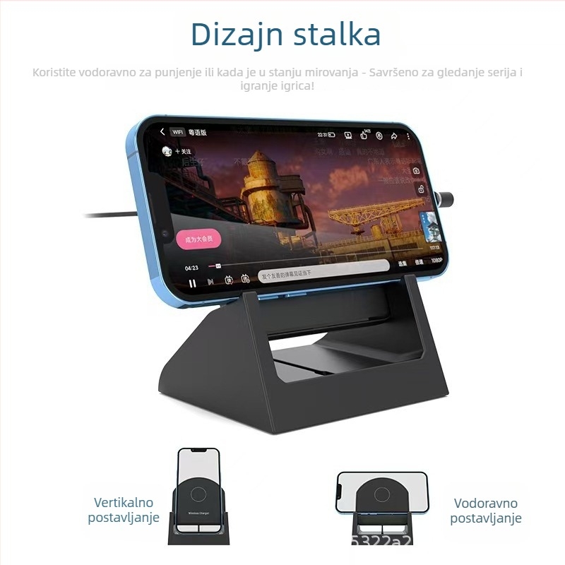 20W bežični punjač s horizontalnim i vertikalnim dvostrukim korištenjem, stolni nosač za telefon, kompatibilan s Apple i Huawei, QC 3.0 brzo punjenje
