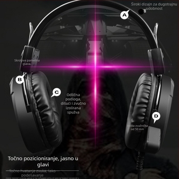 City Radius A1 žičane gaming slušalice za stolno računalo s mikrofonom, 3,5 mm priključak, 2,2 m kabel