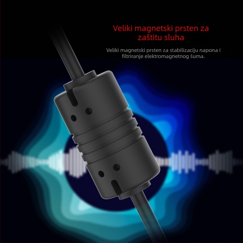 Šumom blokirane USB kabelske slušalice, 50 mm zvučnici, 20–20000 Hz, 32 Ω, kabel duljine 2,8 m, s mikrofonom