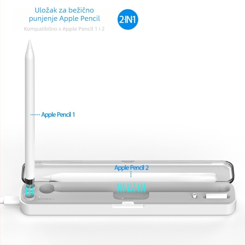 P1 2-u-1 bežični punjač i futrola za Apple Pencil Gen 1 i Gen 2 — QC3.0, ulaz 5V, izlaz 1A, snaga 3W, Model P1