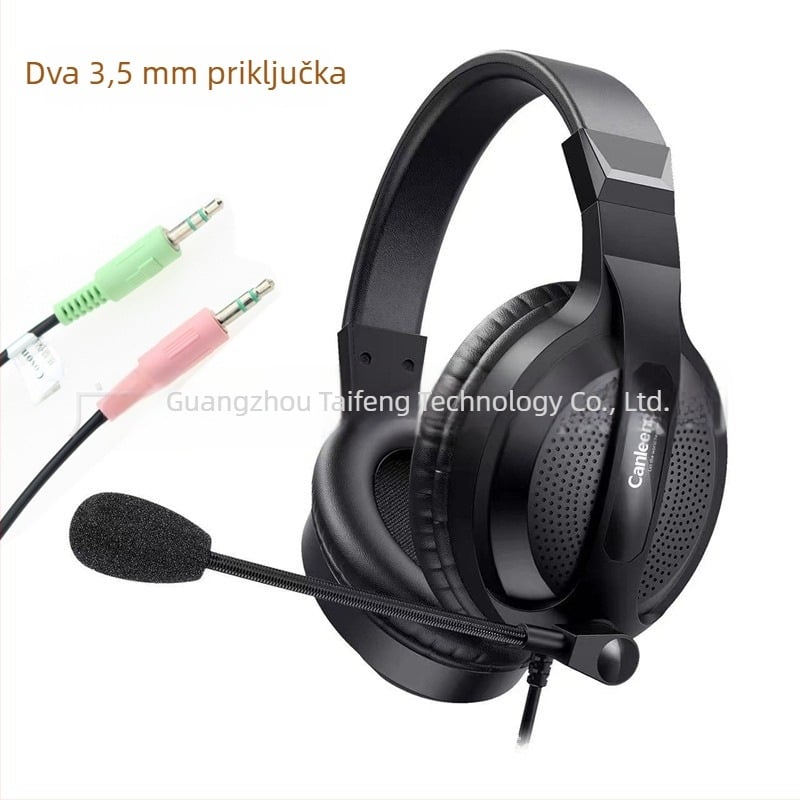 Jiahe CT761 USB žični headset s mikrofonom za PC, na glavi, 2 m kožni kabel