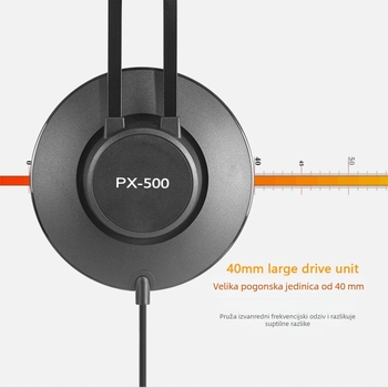 Shiroike GAE-PX500 žičane monitorske slušalice – 20 Hz–20 kHz, kabel 1,8 m, 3,5 mm priključak, na glavi