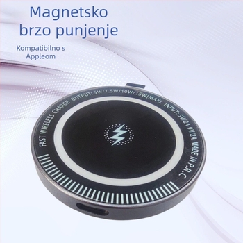 Automobilski magnetski bežični punjač za držač telefona — metalni držak, do 15W brzog punjenja, Qi/PD