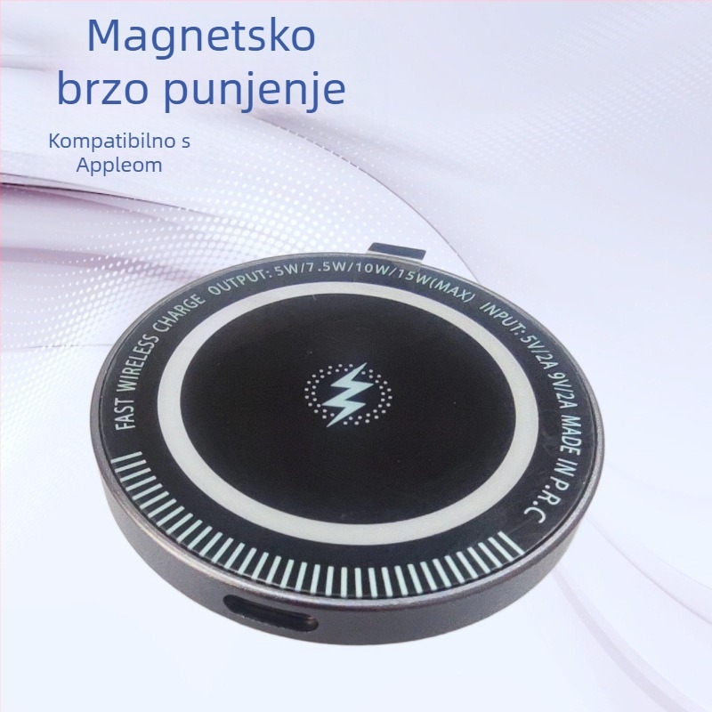 Automobilski magnetski bežični punjač za držač telefona — metalni držak, do 15W brzog punjenja, Qi/PD