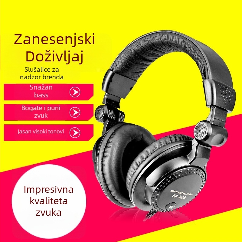 Slušalice za monitoring preko uha, žične, za PC, 3,5 mm/6,3 mm priključak, ravni utikač, bez mikrofona, retro stil, model All-win 960