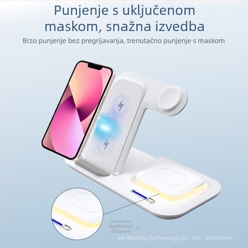 Lei Boming Bežično noćno svjetlo stolni stalak s magnetskim držačem za telefon — 15W brzo bežično punjenje, QC3.0