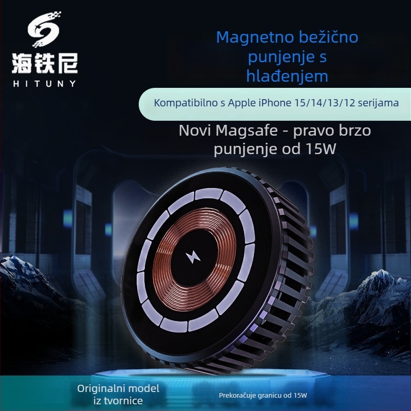 Magnetski bežični punjač Qi2 za iPhone 12–17, 15W brzo punjenje, QC3.0, Punk stil