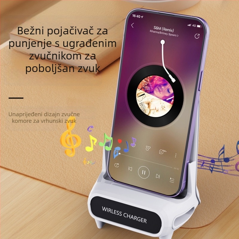 Bežični punjač za mobitel na stolu — horizontalno/vertikalno gledanje, QC 3.0 brzo punjenje, 15W, 9V/2A