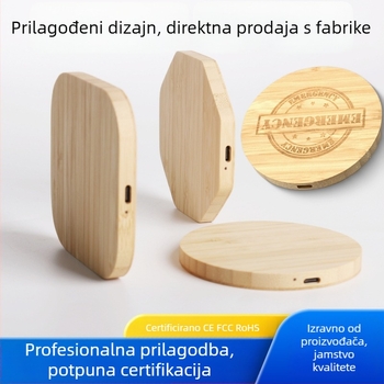 Bežični punjač od bambusa i čvrstog drveta, 15W, QC3.0, stolni dizajn, kompatibilan s Apple i Android