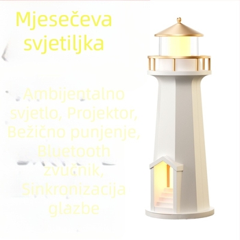 Lampa projekcije mjesečine s Qi bežičnim punjenjem do 10W, Bluetooth zvučnik i noćno svjetlo