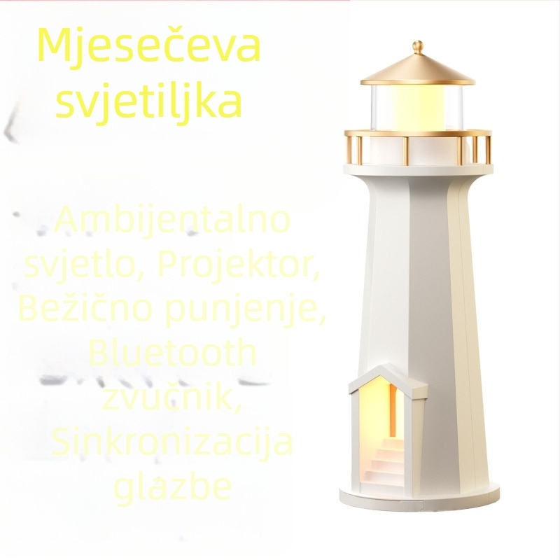 Lampa projekcije mjesečine s Qi bežičnim punjenjem do 10W, Bluetooth zvučnik i noćno svjetlo