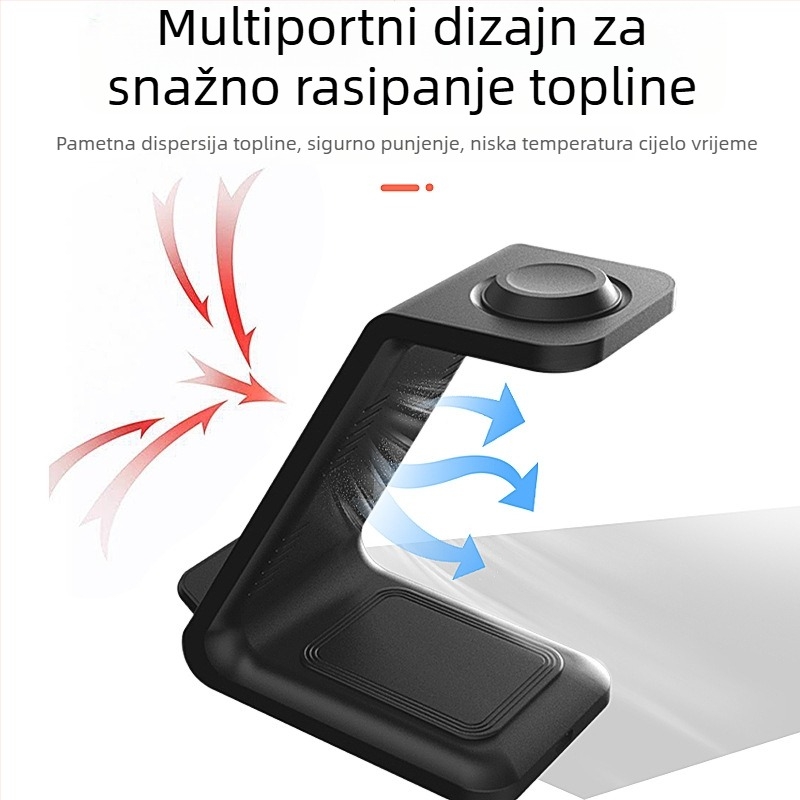 Bežični MagSafe punjač s dvostrukom zavojnicom, 15W, 3-u-1 magnetsko poravnanje, kompatibilno s Apple i Huawei telefonima