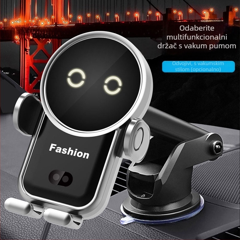 Bežični auto punjač s držačem za telefon i klipom za ventilacijski otvor, 15W brzo punjenje, automatsko prepoznavanje, kompatibilno sa S20