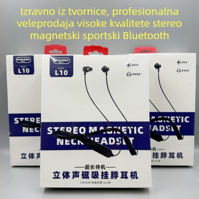 Mai Sheng magnetske Bluetooth slušalice za vratnu traku – bežične stereo sportske slušalice, Bluetooth 5.0, domet 15 m, trajanje >8 h, vodootporne